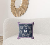 18��� Navy Purple Horse Zippered Suede Throw Pillow