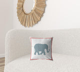 16��� Blue Pink Elephant Zippered Suede Throw Pillow