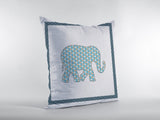 18��� Blue White Elephant Zippered Suede Throw Pillow