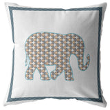 16��� Gold White Elephant Zippered Suede Throw Pillow