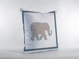 16��� Gold White Elephant Zippered Suede Throw Pillow