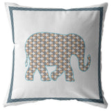 18��� Gold White Elephant Zippered Suede Throw Pillow