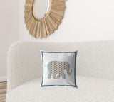18��� Gold White Elephant Zippered Suede Throw Pillow
