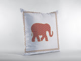 18��� Orange White Elephant Zippered Suede Throw Pillow
