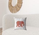 18��� Orange White Elephant Zippered Suede Throw Pillow