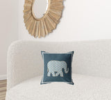 16��� Spruce Blue Elephant Zippered Suede Throw Pillow