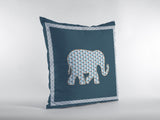 18��� Spruce Blue Elephant Zippered Suede Throw Pillow