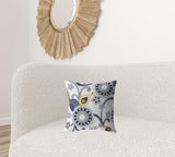 16��� Navy White Floral Suede Zippered Throw Pillow