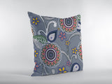 18��� Gray Pink Floral Suede Zippered Throw Pillow