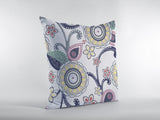 18��� White Yellow Floral Suede Zippered Throw Pillow