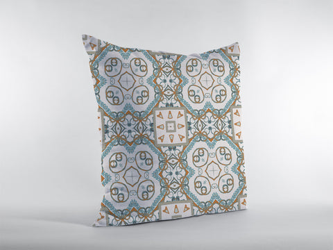 18��� Blue Orange Mandala Zippered Suede Throw Pillow