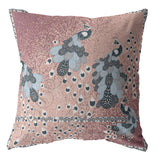 16��� Dusty Pink Boho Bird Zippered Suede Throw Pillow