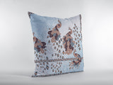 16��� Blue Brown Boho Bird Zippered Suede Throw Pillow