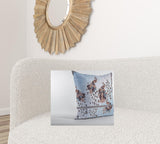 18��� Blue Brown Boho Bird Zippered Suede Throw Pillow