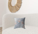 16��� Gray Orange Boho Bird Zippered Suede Throw Pillow