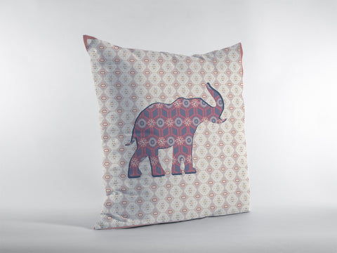 18" Magenta Elephant Zip Suede Throw Pillow