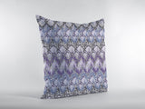 18��� Purple Gray Hatch Zippered Suede Throw Pillow