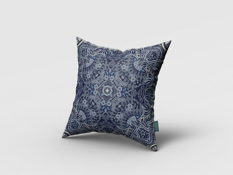 16��� Indigo Boho Ornate Zippered Suede Throw Pillow