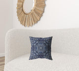 16��� Indigo Boho Ornate Zippered Suede Throw Pillow