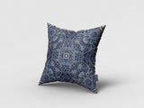 18��� Indigo Boho Ornate Zippered Suede Throw Pillow