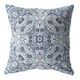 18��� Light Blue Boho Ornate Zippered Suede Throw Pillow