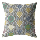 18��� Gray Gold Ogee Zippered Suede Throw Pillow