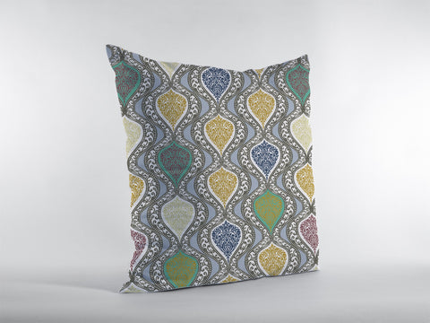18��� Gray Gold Ogee Zippered Suede Throw Pillow