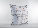 18��� White Floral Suede Zippered Throw Pillow