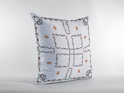 18��� White Floral Suede Zippered Throw Pillow