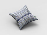 18��� Navy White Strips Zippered Suede Throw Pillow