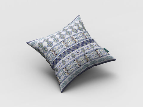 18��� Navy White Strips Zippered Suede Throw Pillow