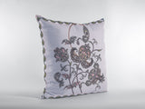 16��� Gray White Wildflower Zippered Suede Throw Pillow