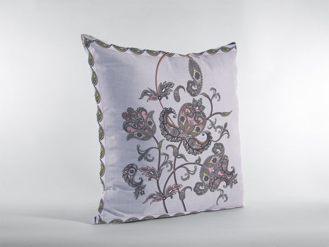 16��� Gray White Wildflower Zippered Suede Throw Pillow