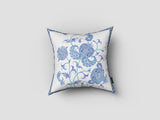 16��� Blue White Wildflower Zippered Suede Throw Pillow