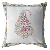 18��� Red White Paisley Suede Zippered Throw Pillow