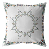 16"x16" White Zippered Suede Floral Throw Pillow