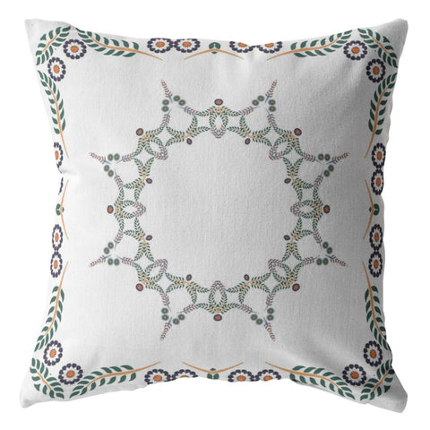 16"x16" White Zippered Suede Floral Throw Pillow