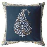 16��� Orange Navy Paisley Suede Zippered Throw Pillow
