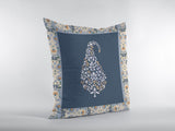 18��� Orange Navy Paisley Suede Zippered Throw Pillow