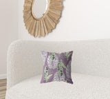 16��� White Purple Tropical Leaf Zippered Suede Throw Pillow