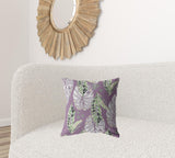 18��� White Purple Tropical Leaf Zippered Suede Throw Pillow