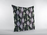 16��� Black Purple Fall Leaves Zippered Suede Throw Pillow
