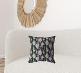 18��� Black Purple Fall Leaves Zippered Suede Throw Pillow