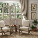 68" Beige Metal And Wood Folding Three Panel Screen Room Divider