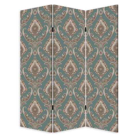 72" Green Folding Three Panel Screen Room Divider