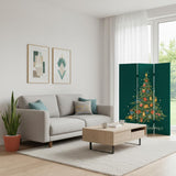 72" Green Folding Three Panel Screen Room Divider