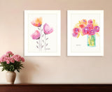 Set Of Two Simple Bouquets White Framed Print Wall Art