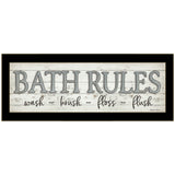 Bath Rules 3 Black Framed Print Bathroom Wall Art