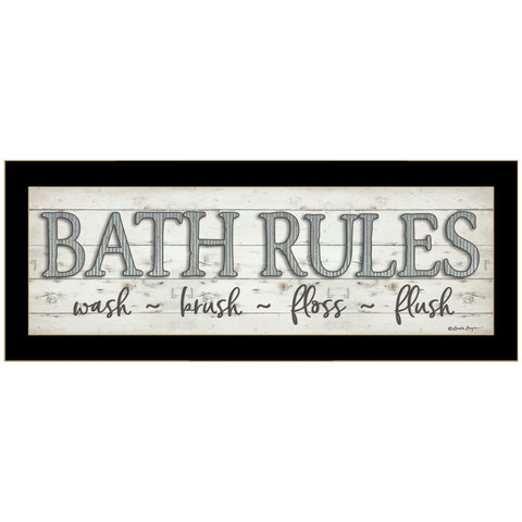 Bath Rules 3 Black Framed Print Bathroom Wall Art