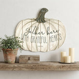 Gather Here With Grateful Hearts 15" X 17" Cream Hanging Dimensional Sculpture